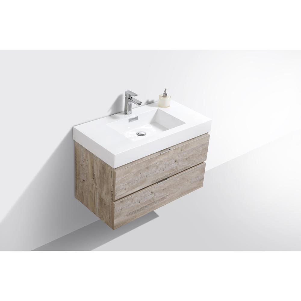 Bliss 36" Nature Wood Wall Mount Modern Bathroom Vanity. Picture 3