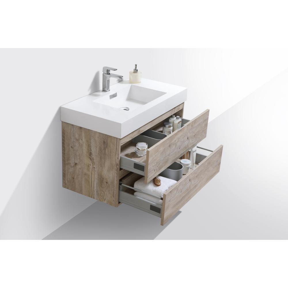 Bliss 36" Nature Wood Wall Mount Modern Bathroom Vanity. Picture 4