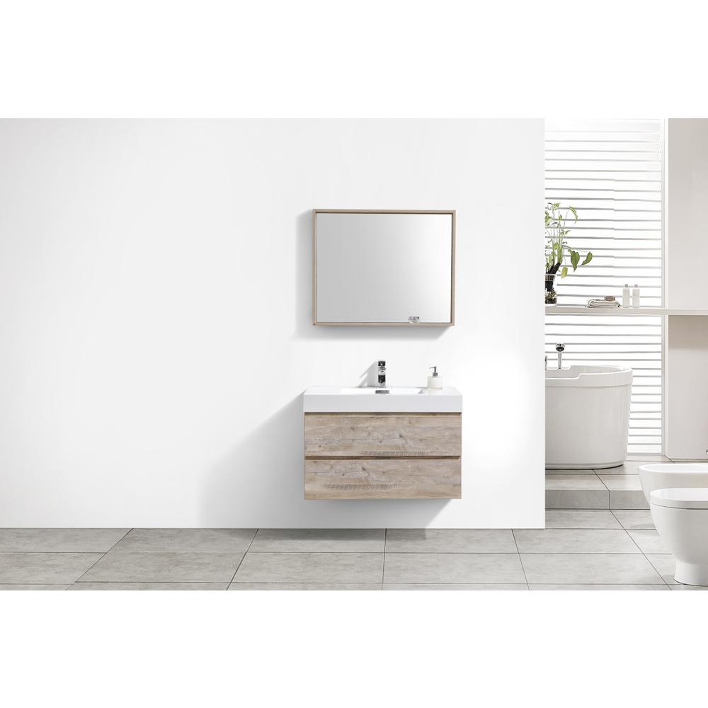 Bliss 36" Nature Wood Wall Mount Modern Bathroom Vanity. Picture 5