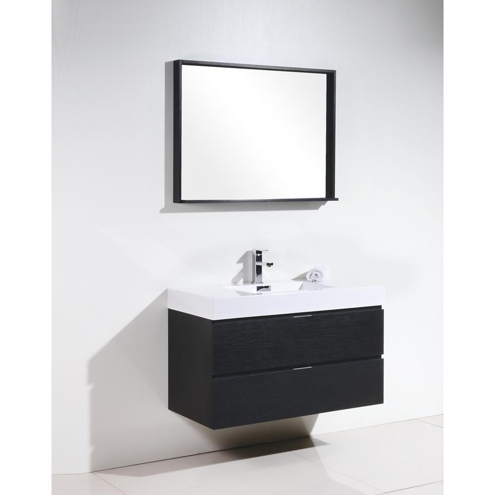 Bliss 40" Black Wall Mount Modern Bathroom Vanity. Picture 2