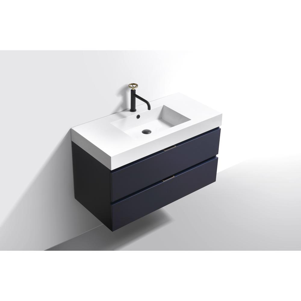 Bliss 40" Blue  Wall Mount Modern Bathroom Vanity. Picture 2