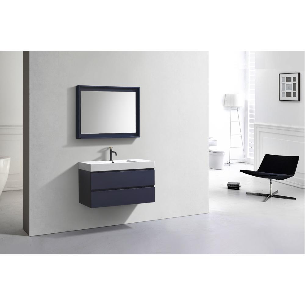 Bliss 40" Blue  Wall Mount Modern Bathroom Vanity. Picture 3