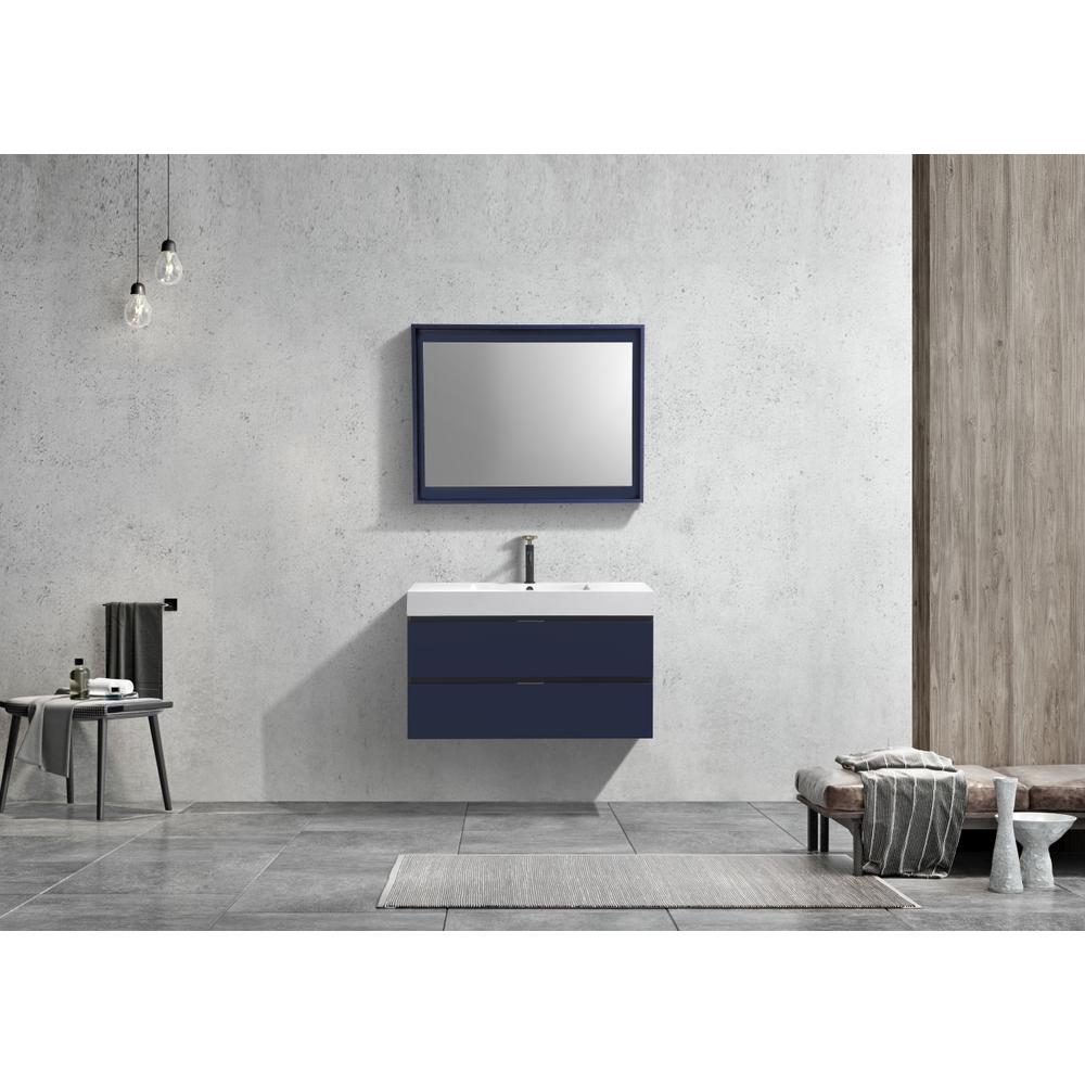 Bliss 40" Blue  Wall Mount Modern Bathroom Vanity. Picture 4