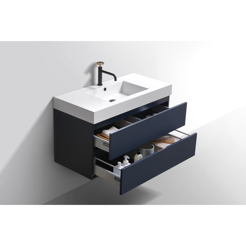 Bliss 40" Blue  Wall Mount Modern Bathroom Vanity. Picture 5