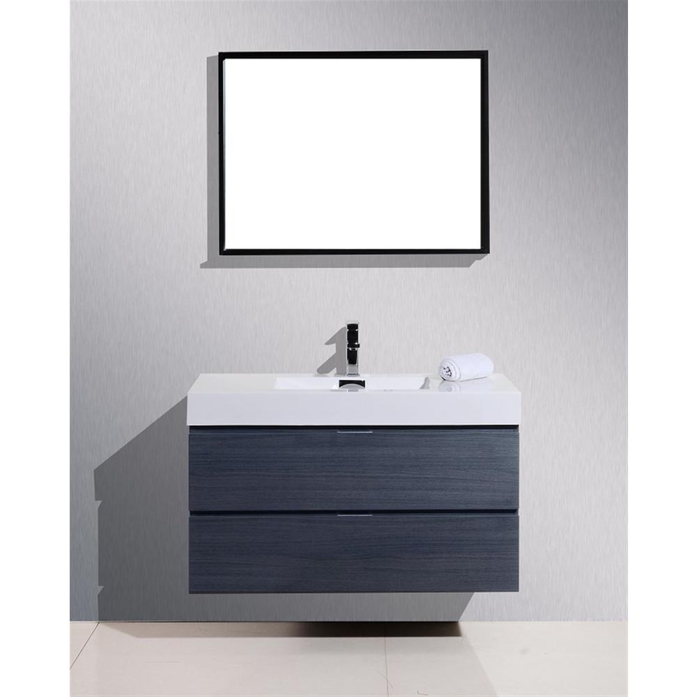 Bliss 40" Gray Oak Wall Mount Modern Bathroom Vanity. Picture 2
