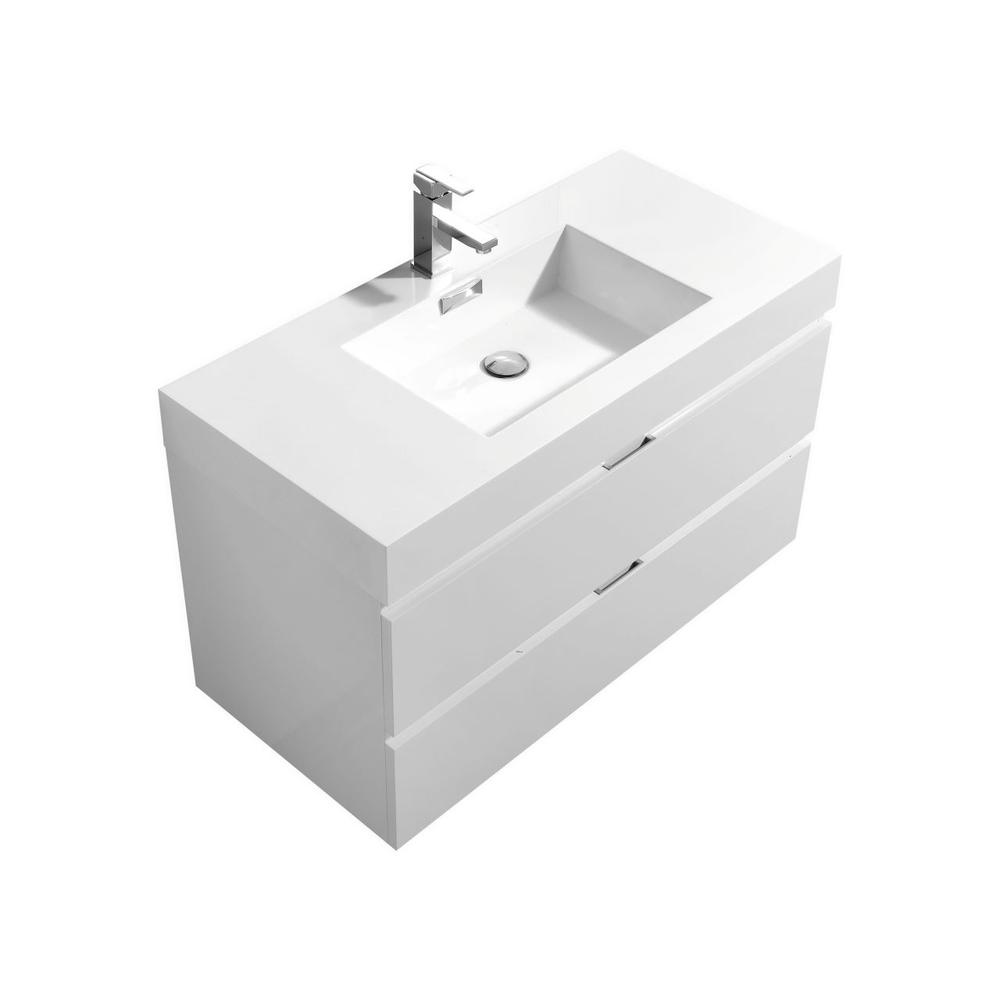 Bliss 40" High Gloss White Wall Mount Modern Bathroom Vanity. Picture 1