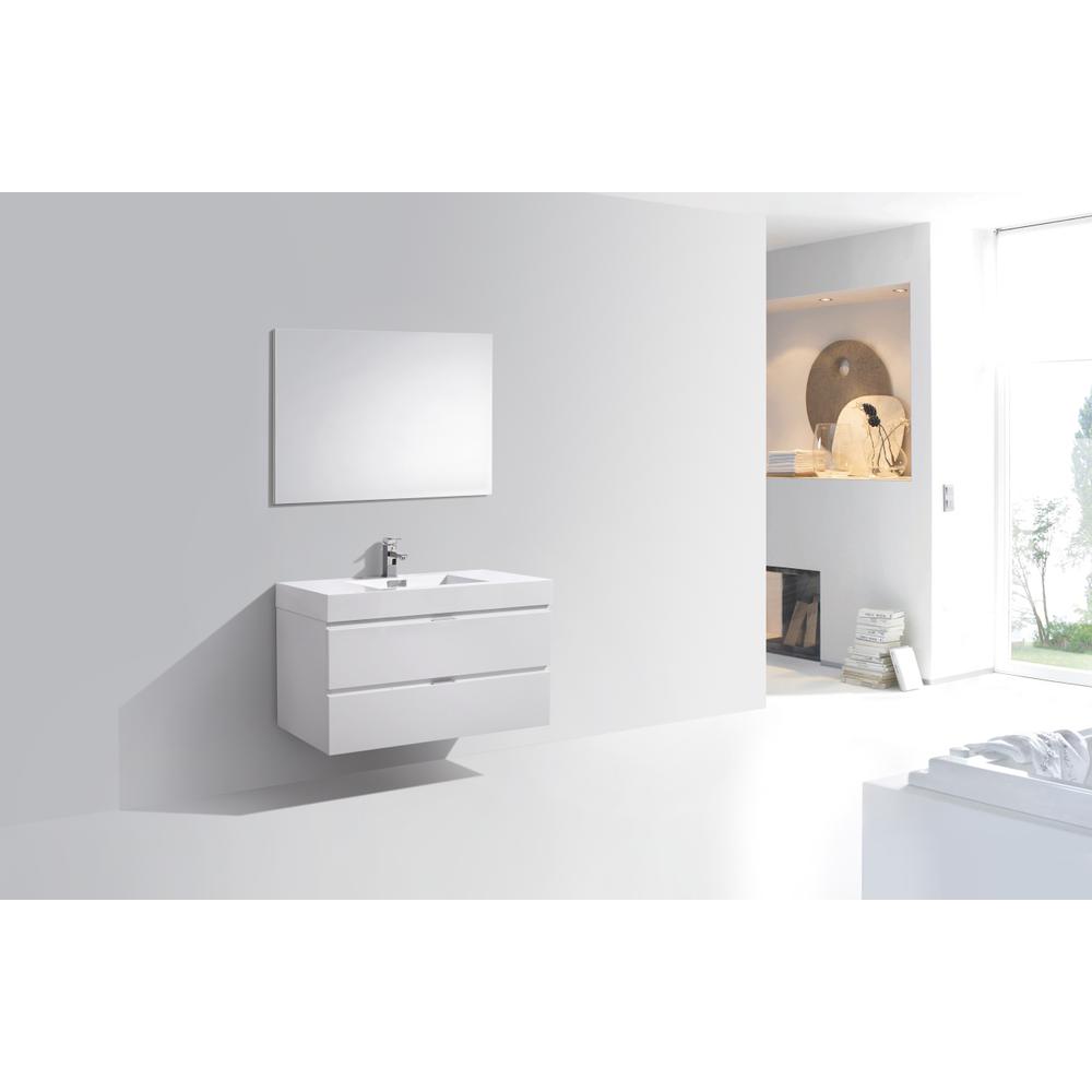 Bliss 40" High Gloss White Wall Mount Modern Bathroom Vanity. Picture 2