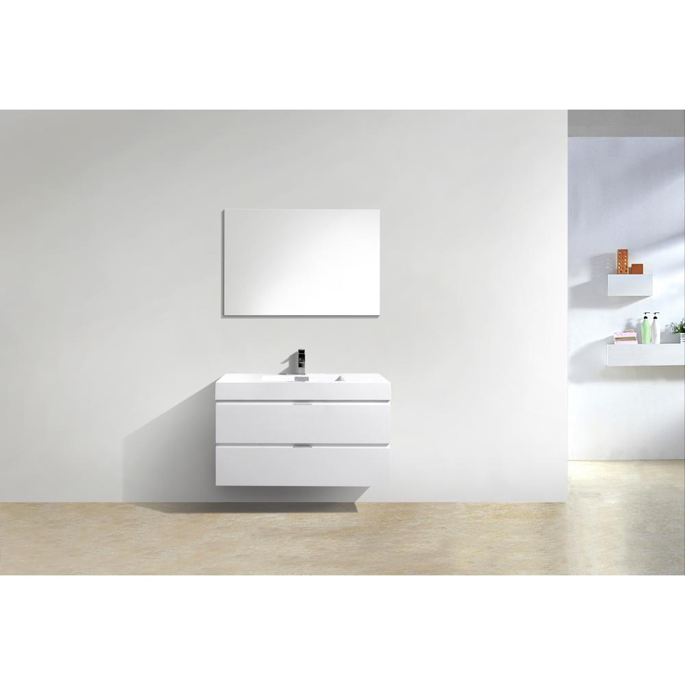 Bliss 40" High Gloss White Wall Mount Modern Bathroom Vanity. Picture 3