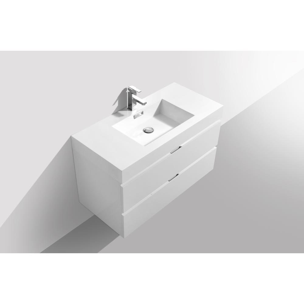 Bliss 40" High Gloss White Wall Mount Modern Bathroom Vanity. Picture 4