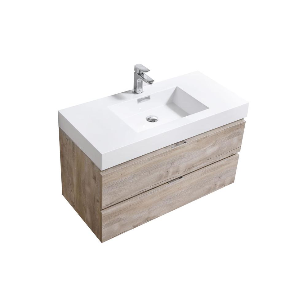 Bliss 40" Nature Wood Wall Mount Modern Bathroom Vanity. Picture 1