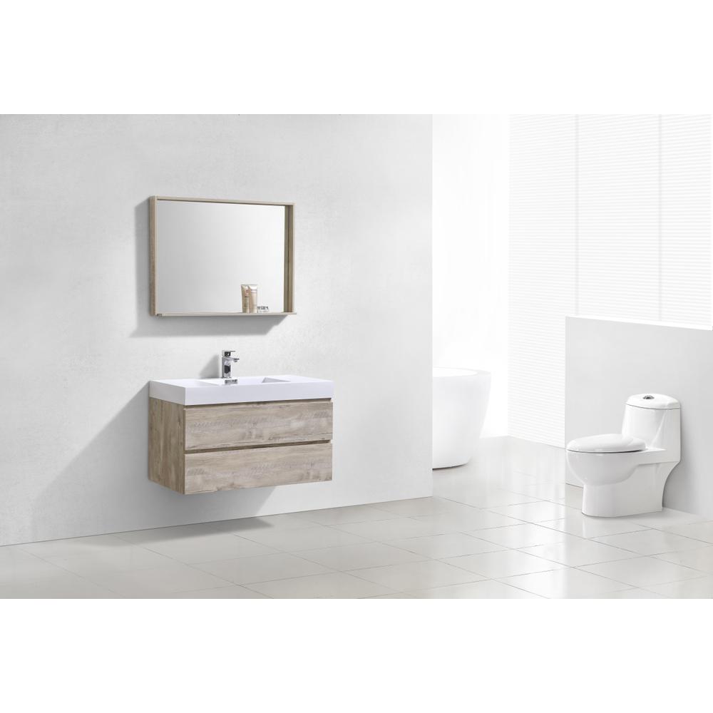 Bliss 40" Nature Wood Wall Mount Modern Bathroom Vanity. Picture 2