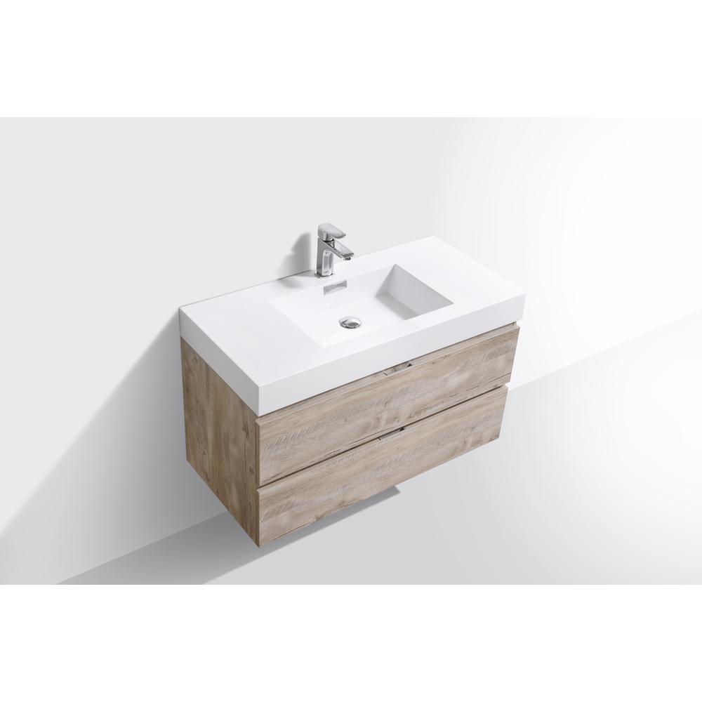 Bliss 40" Nature Wood Wall Mount Modern Bathroom Vanity. Picture 3
