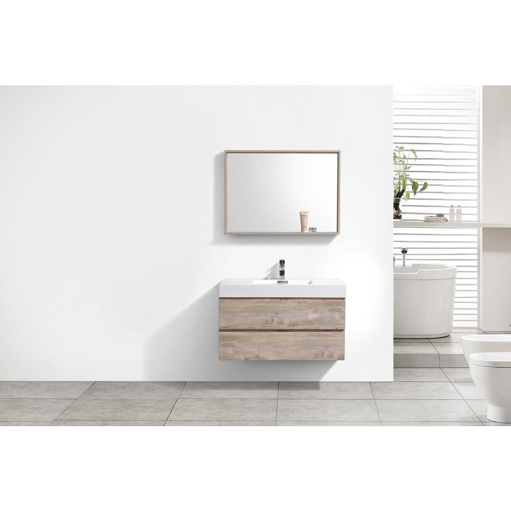 Bliss 40" Nature Wood Wall Mount Modern Bathroom Vanity. Picture 5