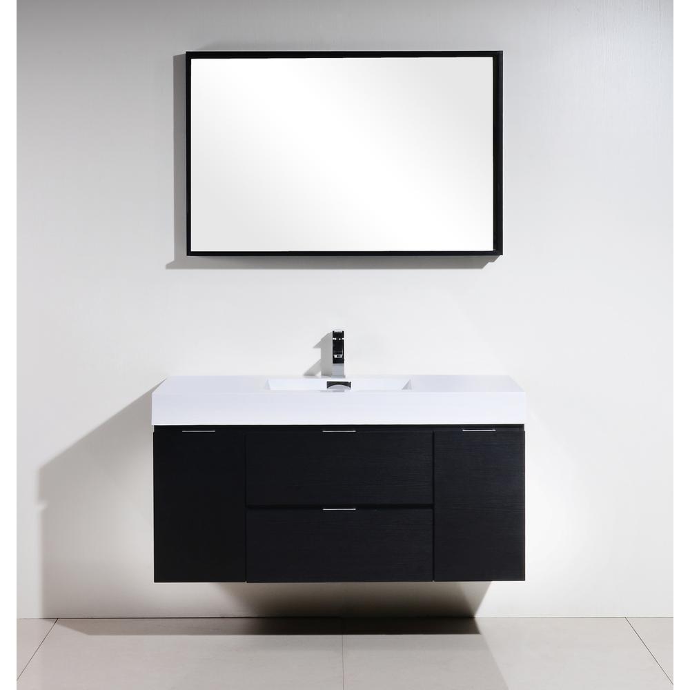 Bliss 48" Black Wall Mount Modern Bathroom Vanity. Picture 2