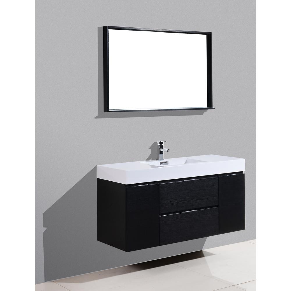 Bliss 48" Black Wall Mount Modern Bathroom Vanity. Picture 3
