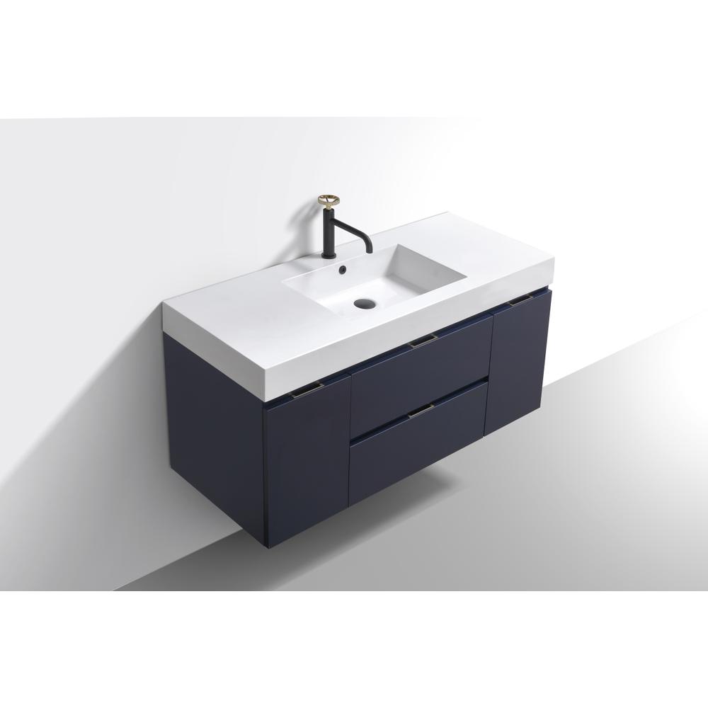 Bliss 48" Blue  Wall Mount Modern Bathroom Vanity. Picture 2