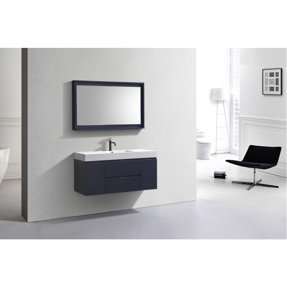 Bliss 48" Blue  Wall Mount Modern Bathroom Vanity. Picture 3