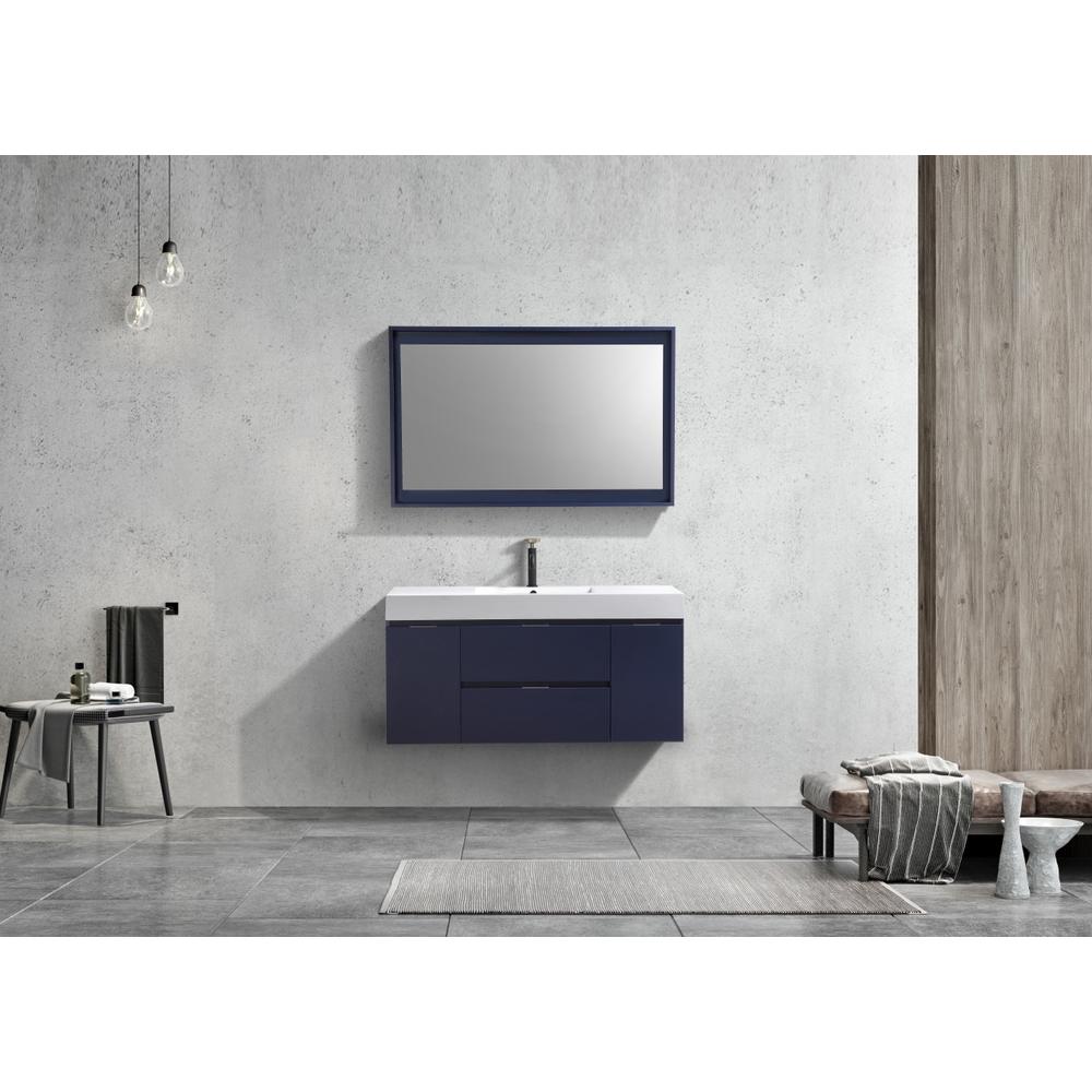 Bliss 48" Blue  Wall Mount Modern Bathroom Vanity. Picture 4
