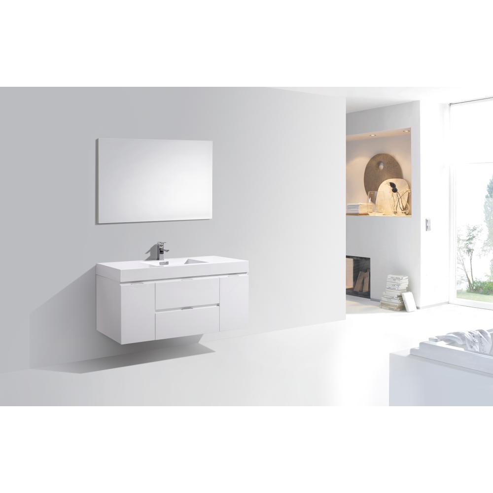 Bliss 48" High Gloss White Wall Mount Modern Bathroom Vanity. Picture 2