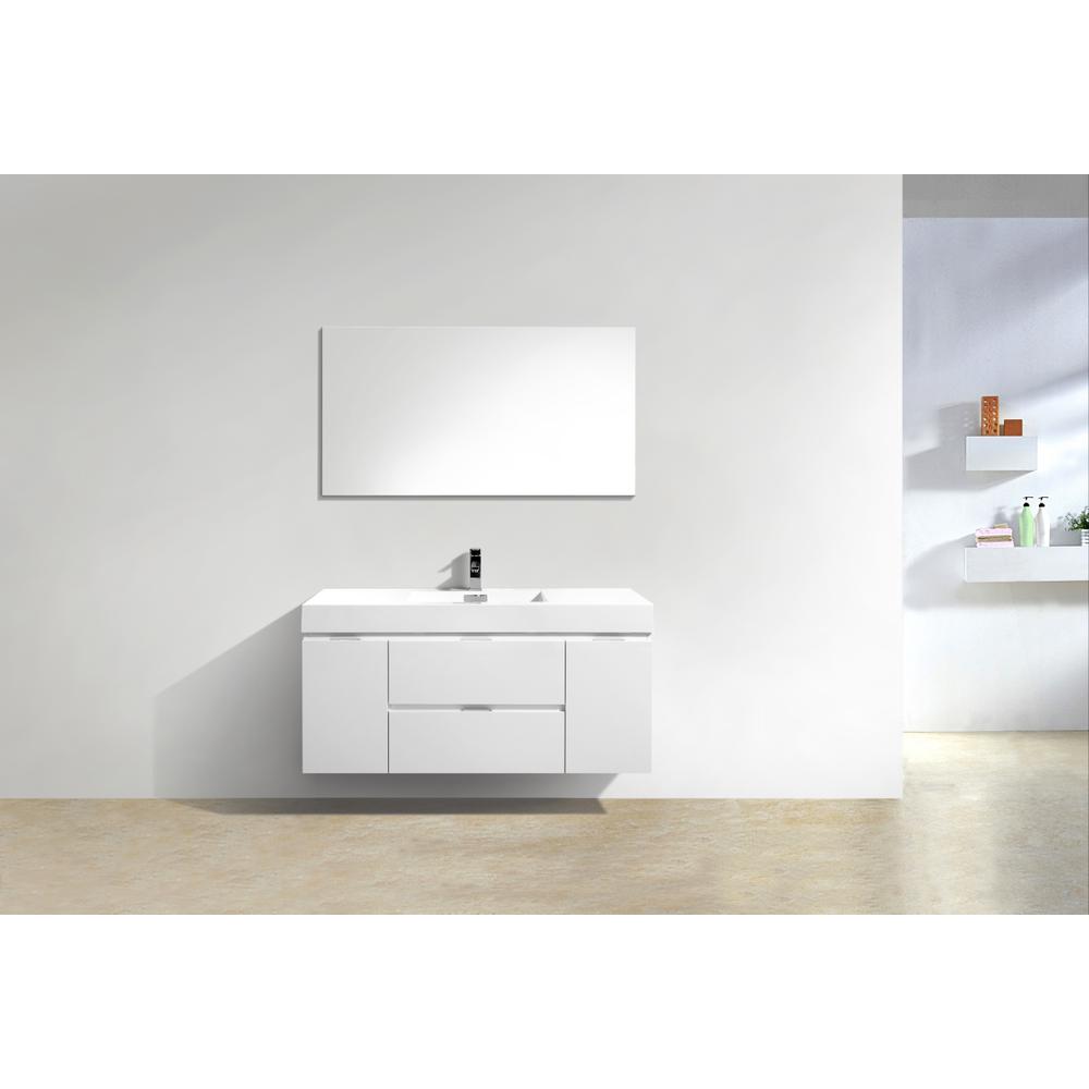 Bliss 48" High Gloss White Wall Mount Modern Bathroom Vanity. Picture 3