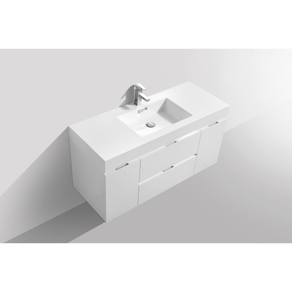 Bliss 48" High Gloss White Wall Mount Modern Bathroom Vanity. Picture 4