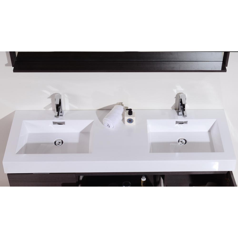 Bliss 60" Double Sink Gray Oak Wall Mount Modern Bathroom Vanity. Picture 4