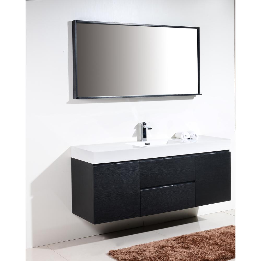 Bliss 60" Single Sink Black Wall Mount Modern Bathroom Vanity. Picture 2