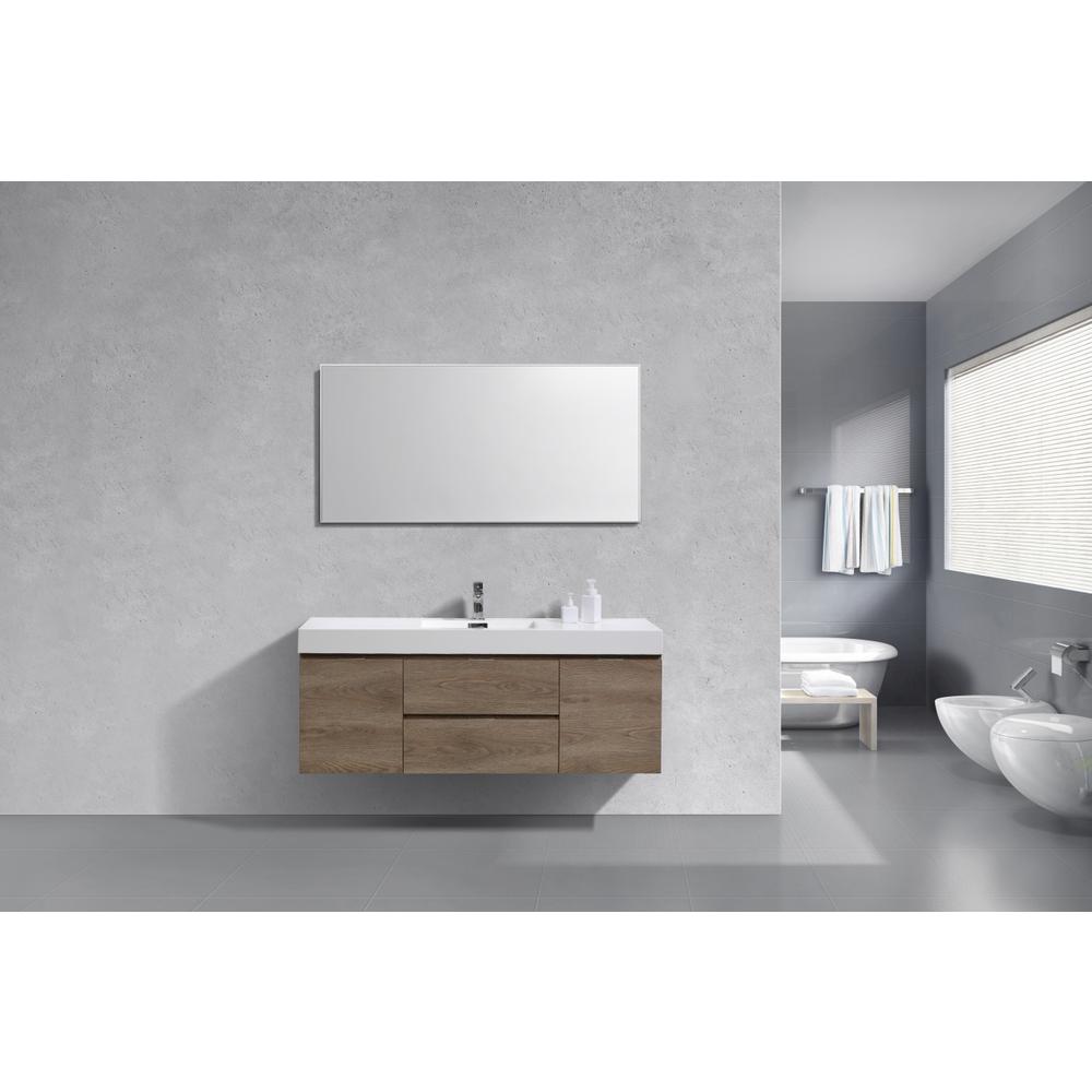 Bliss 60" Single Sink Butternut Wall Mount Modern Bathroom Vanity. Picture 1