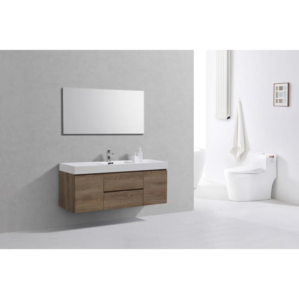 Bliss 60" Single Sink Butternut Wall Mount Modern Bathroom Vanity. Picture 2