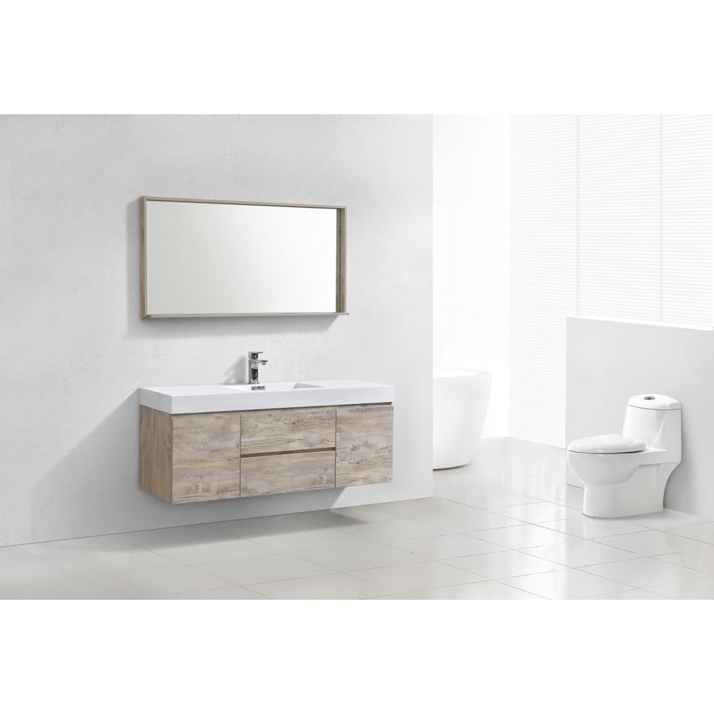 Bliss 60" Single Sink Nature Wood Wall Mount Modern Bathroom Vanity. Picture 2