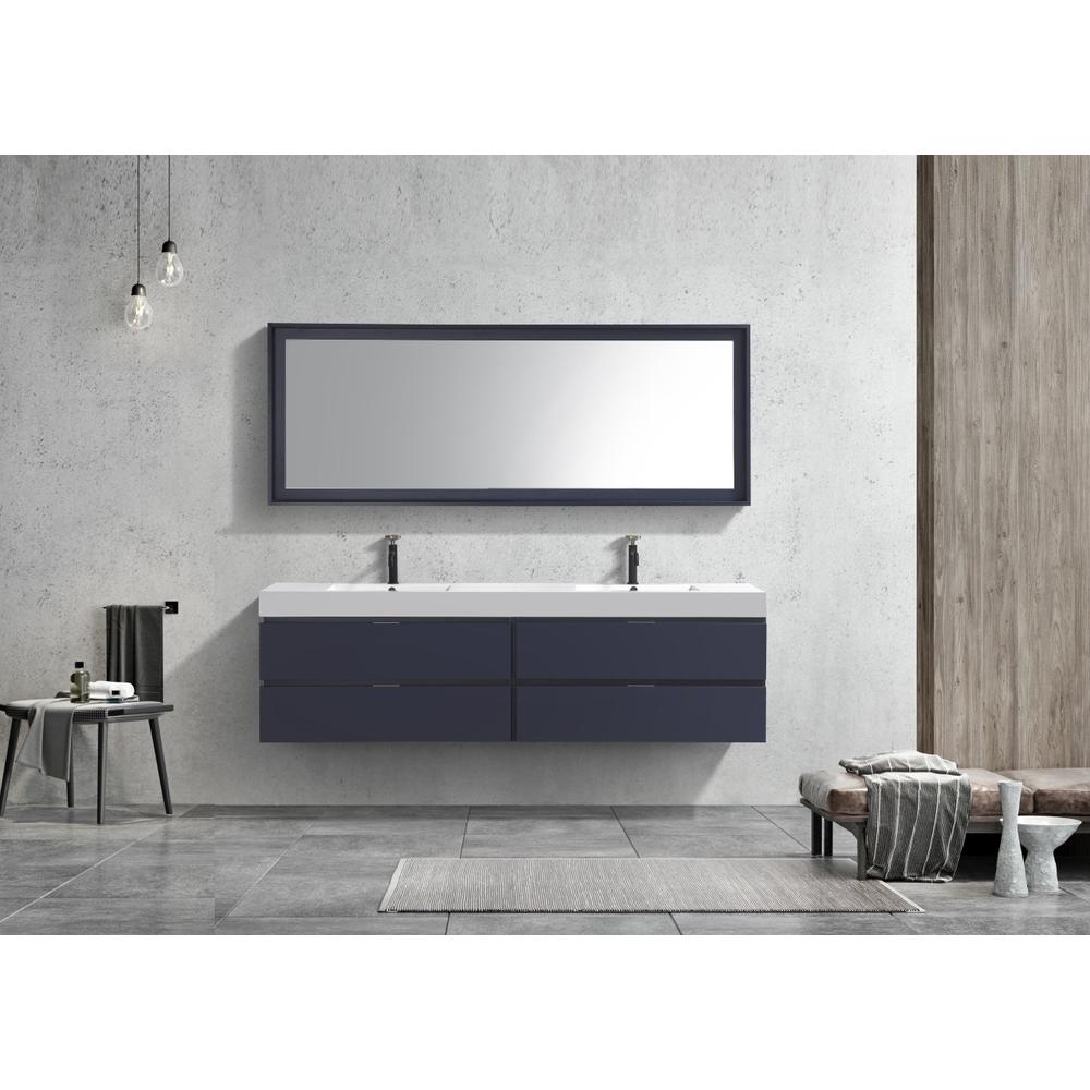Bliss 72" Double  Sink Blue  Wall Mount Modern Bathroom Vanity. Picture 2