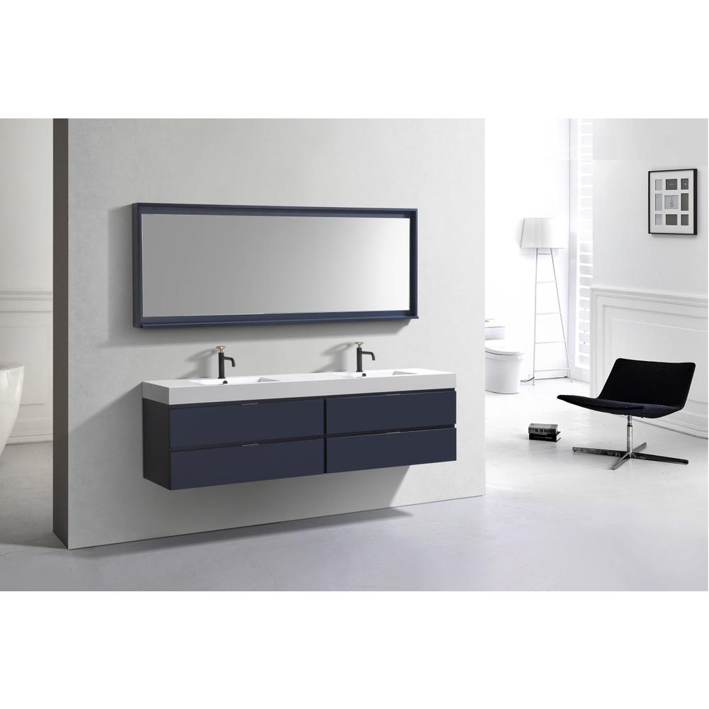 Bliss 72" Double  Sink Blue  Wall Mount Modern Bathroom Vanity. Picture 3