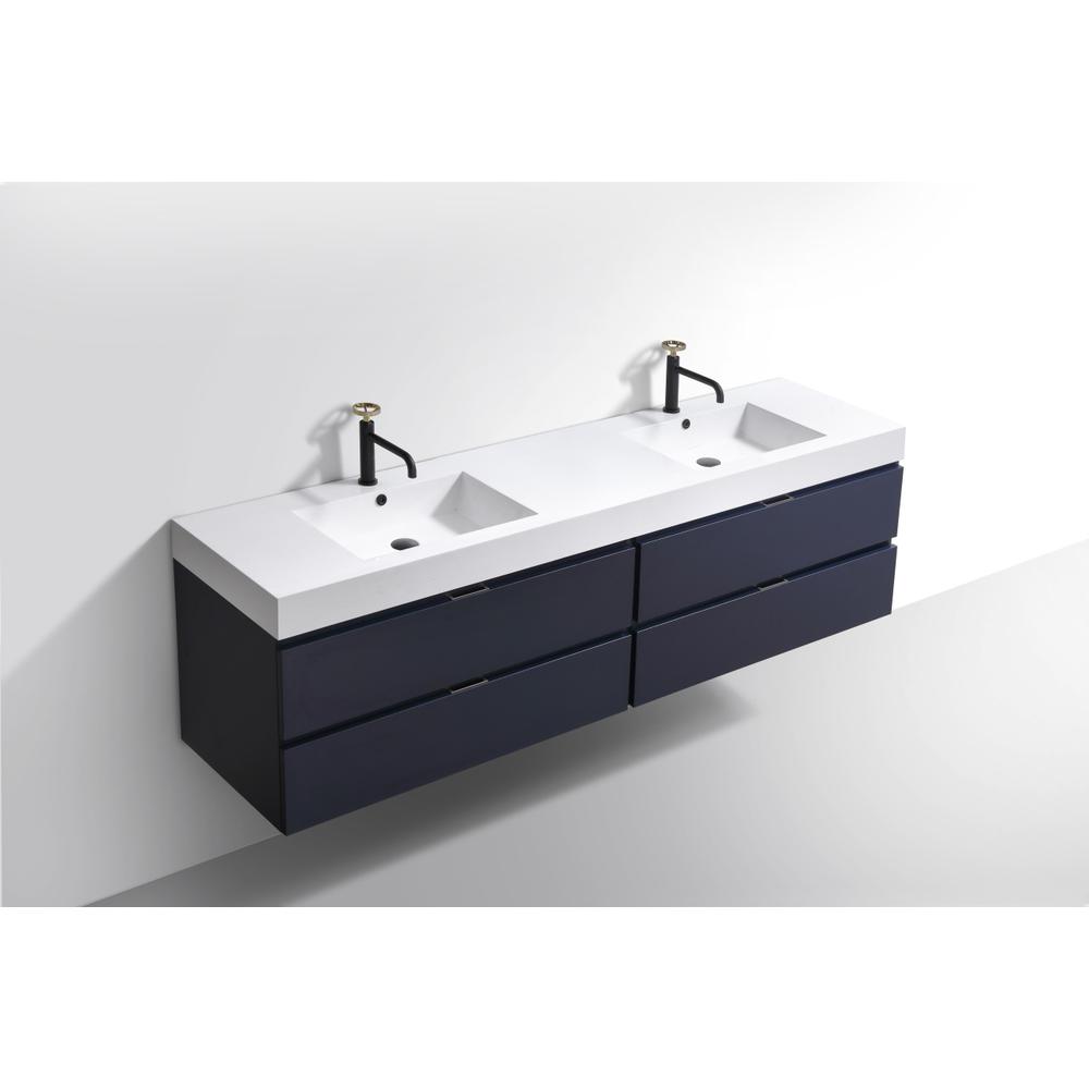 Bliss 72" Double  Sink Blue  Wall Mount Modern Bathroom Vanity. Picture 4