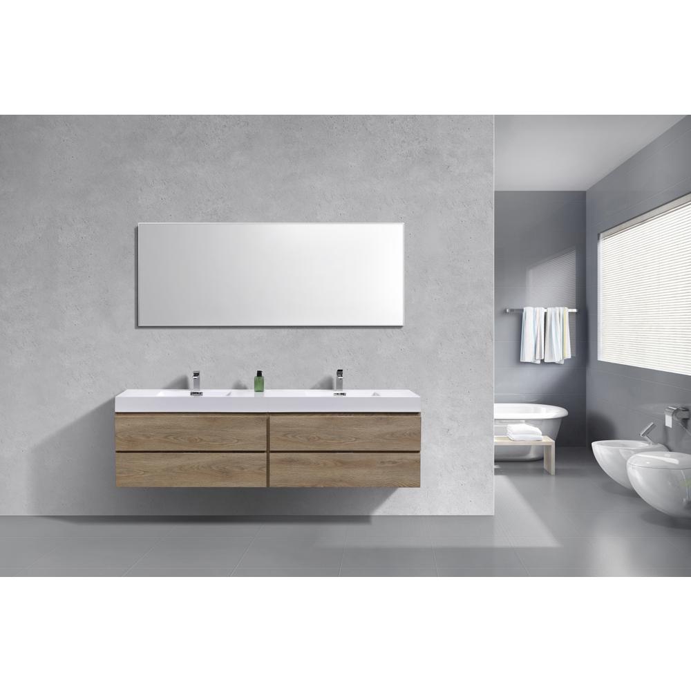 Bliss 72" Double  Sink Butternut Wall Mount Modern Bathroom Vanity. Picture 2