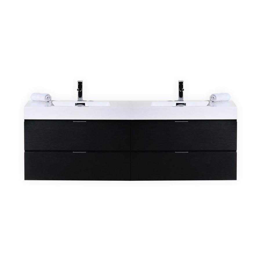 Bliss 80" Double Sink High Gloss White Wall Mount Modern Bathroom Vanity. Picture 1