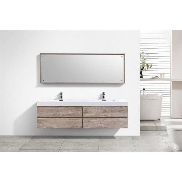 Bliss 80" Double  Sink Nature Wood Wall Mount Modern Bathroom Vanity. Picture 1
