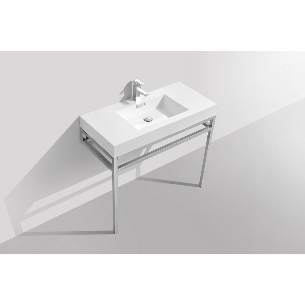 Haus 36" Stainless Steel Console w/ White Acrylic Sink - Chrome. Picture 6