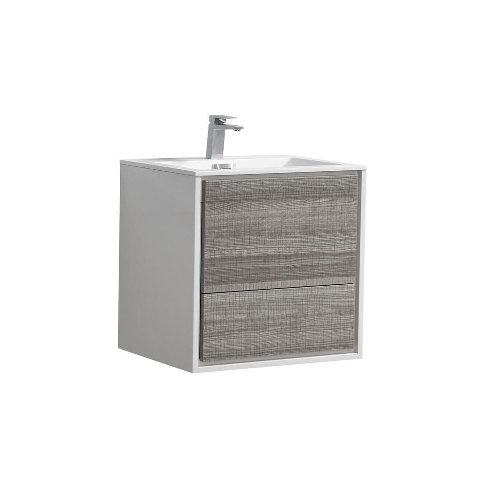DeLusso 24"  Ash Gray Wall Mount Modern Bathroom Vanity. Picture 1