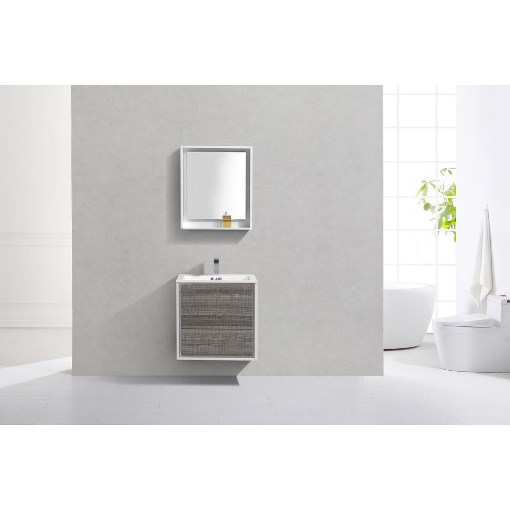 DeLusso 24"  Ash Gray Wall Mount Modern Bathroom Vanity. Picture 3