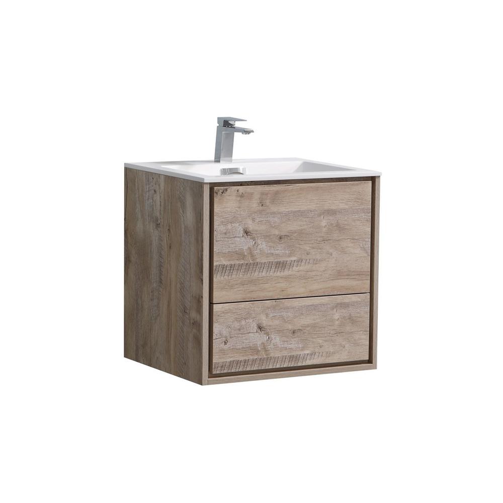 DeLusso 24" Nature Wood Wall Mount Modern Bathroom Vanity. Picture 1