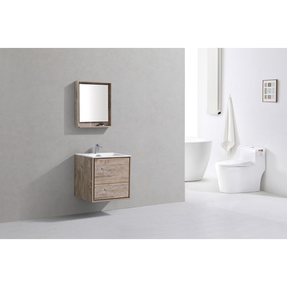 DeLusso 24" Nature Wood Wall Mount Modern Bathroom Vanity. Picture 2
