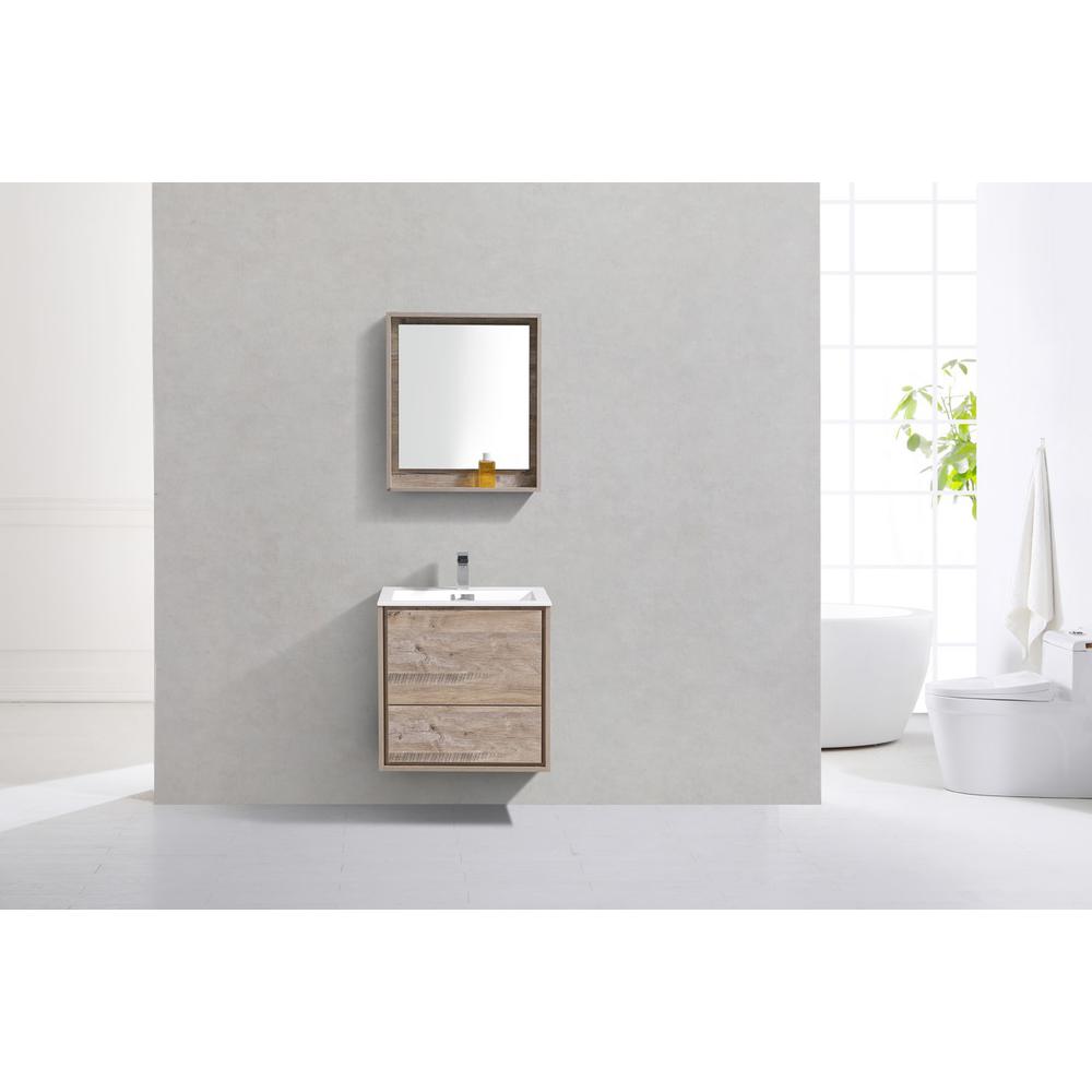 DeLusso 24" Nature Wood Wall Mount Modern Bathroom Vanity. Picture 3
