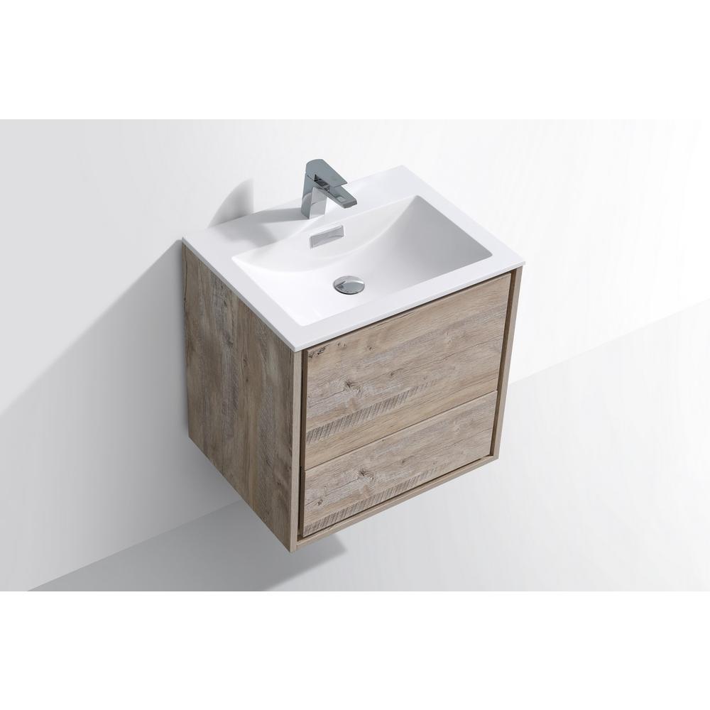 DeLusso 24" Nature Wood Wall Mount Modern Bathroom Vanity. Picture 4