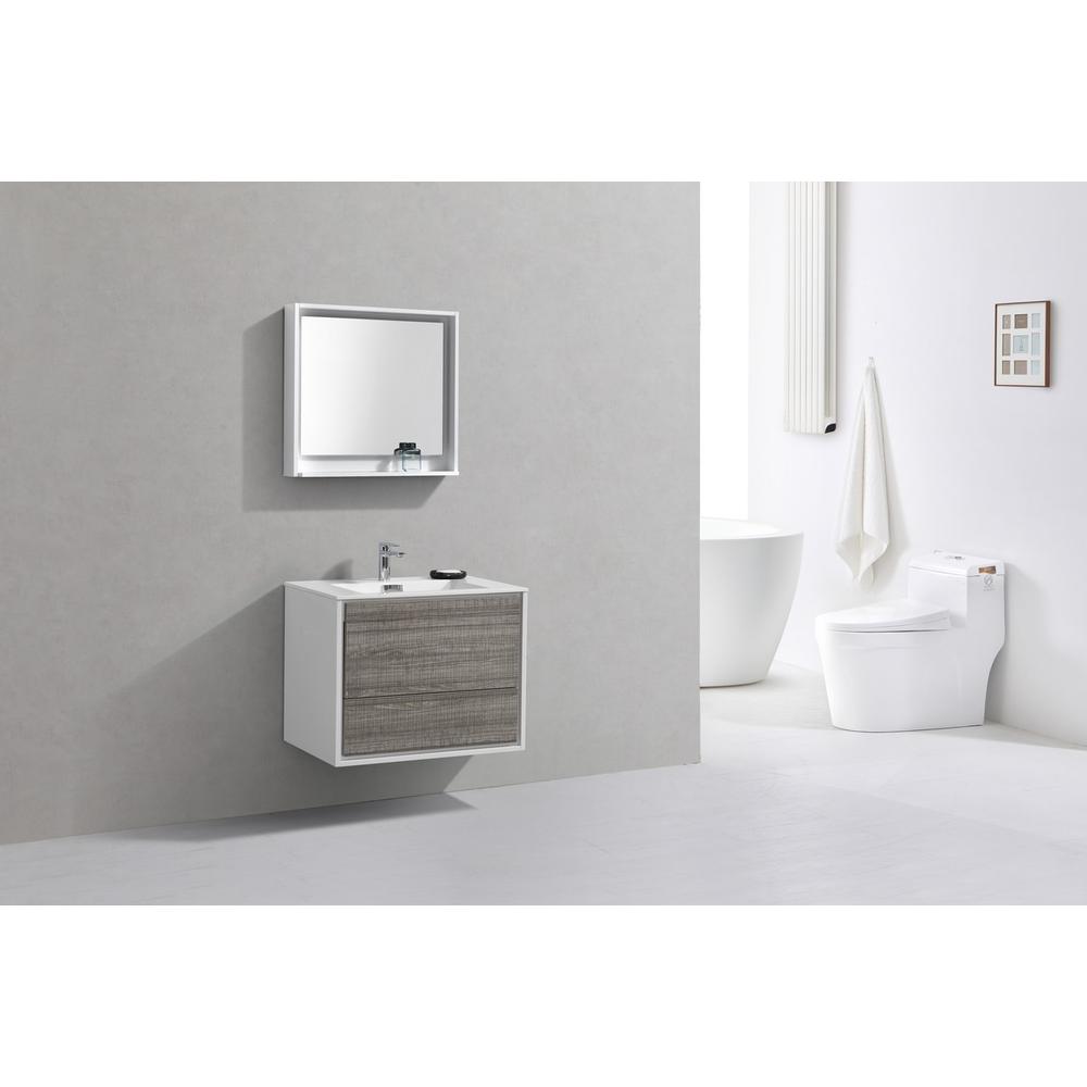DeLusso 30"  Ash Gray Wall Mount Modern Bathroom Vanity. Picture 2