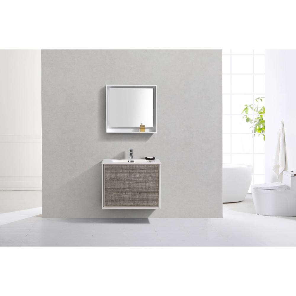 DeLusso 30"  Ash Gray Wall Mount Modern Bathroom Vanity. Picture 3