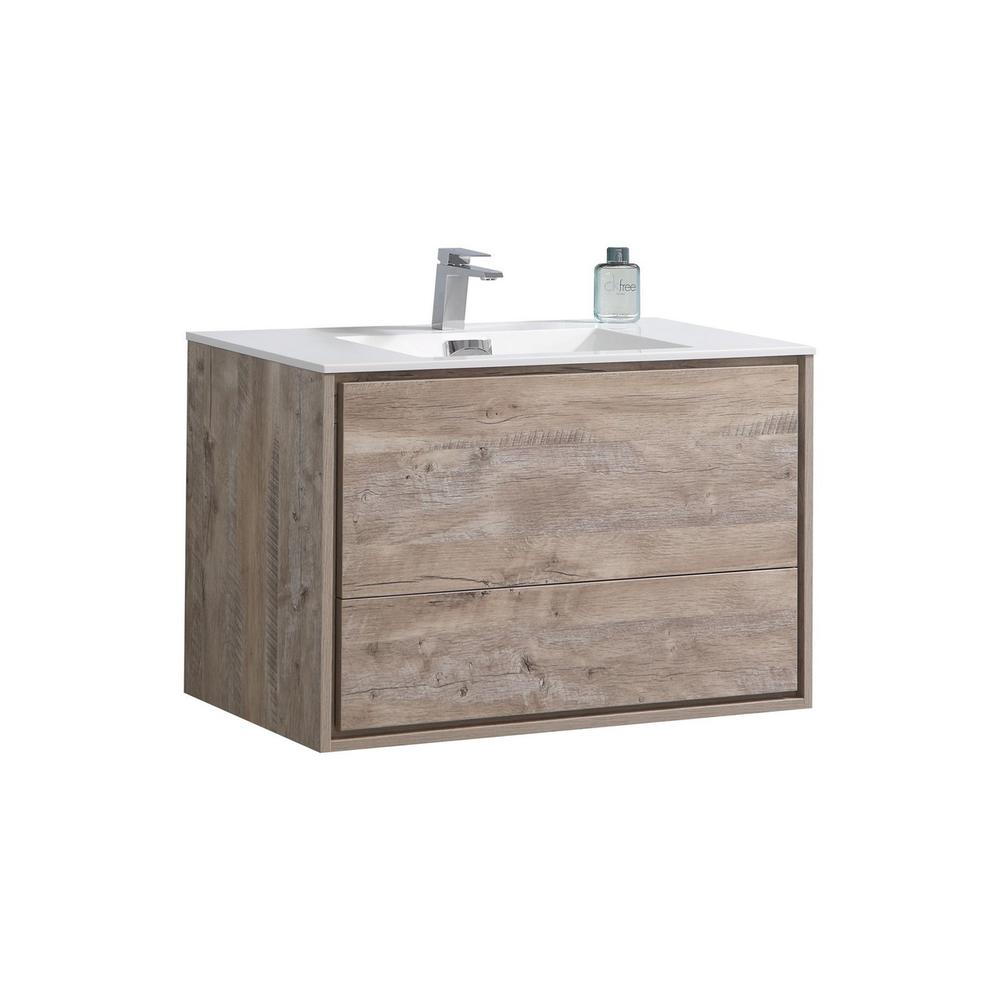 DeLusso 36" Nature Wood Wall Mount Modern Bathroom Vanity. Picture 1