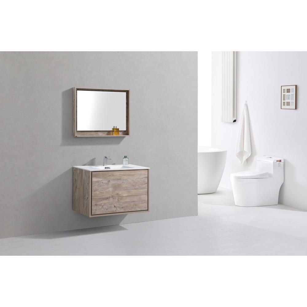 DeLusso 36" Nature Wood Wall Mount Modern Bathroom Vanity. Picture 2