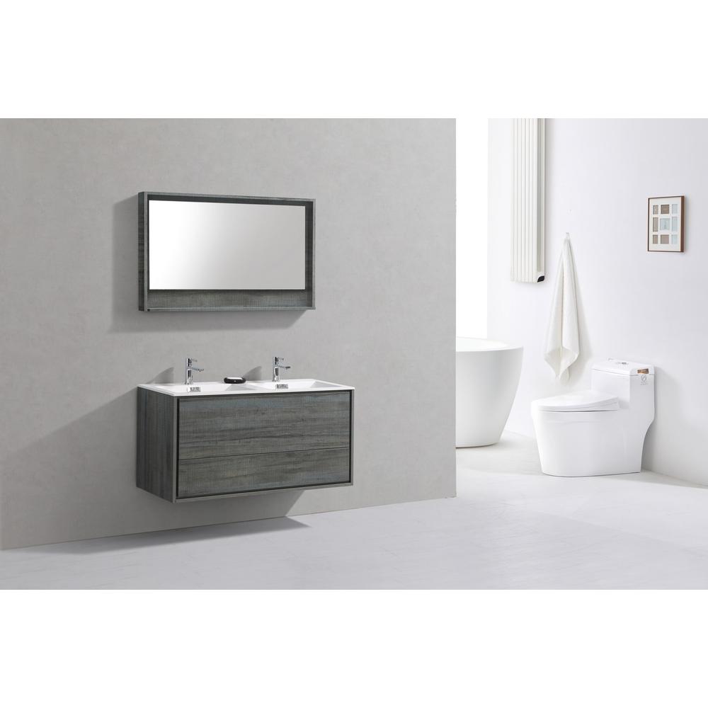 DeLusso 48" Double Sink Ocean Gray Wall Mount Modern Bathroom Vanity. Picture 2