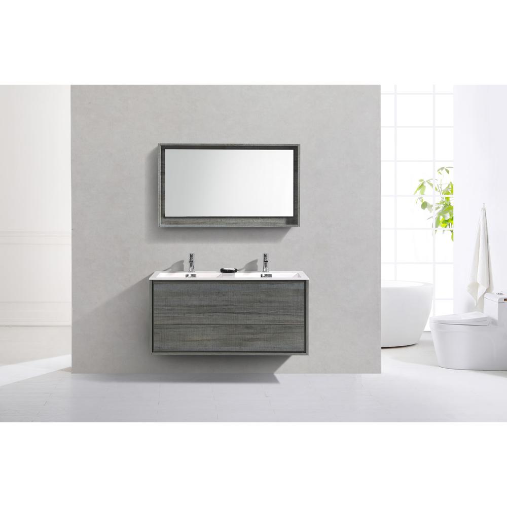 DeLusso 48" Double Sink Ocean Gray Wall Mount Modern Bathroom Vanity. Picture 3