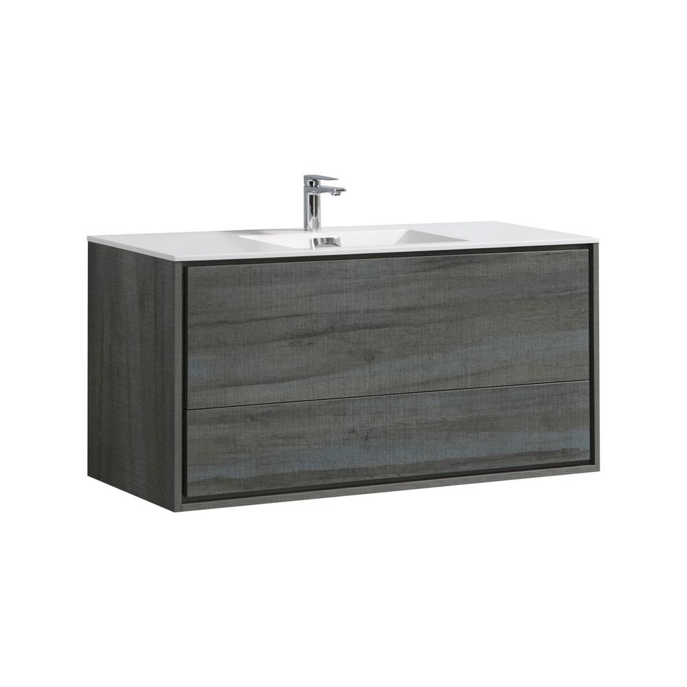 DeLusso 48" Single Sink Ocean Gray Wall Mount Modern Bathroom Vanity. Picture 1